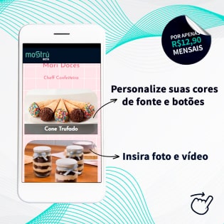 Personalizar fonte e botões, Inserir fotos e vídeos com Mostrú